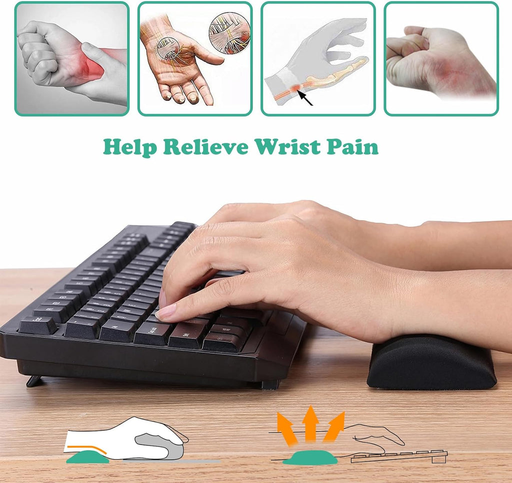 Memory Foam Keyboard Wrist Rest&Gaming Mouse Pad with Wrist Support, Ergonomic Wrist Pad for Office, Home Office, Laptop, Desktop Computer, Gaming Keyboard